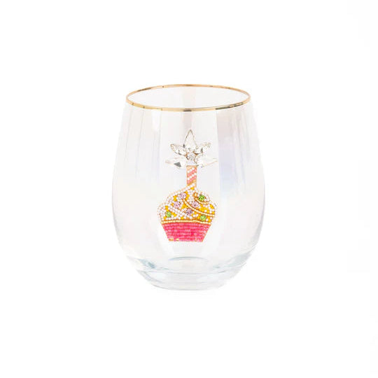 Stemless Beaded Cupcake Wine Glass