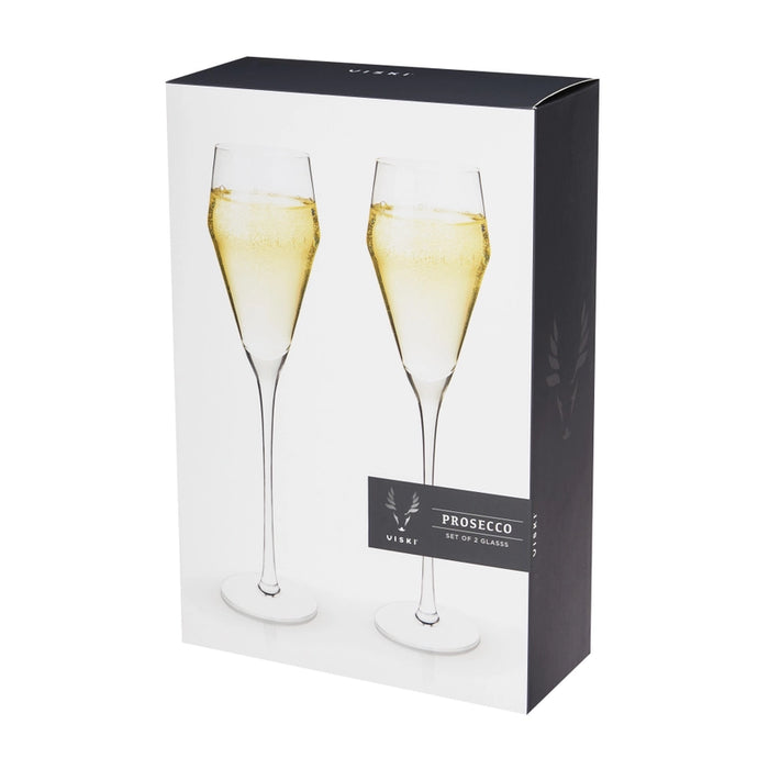 Raye Angled Stemmed Crystal Prosecco Glasses Set of 2