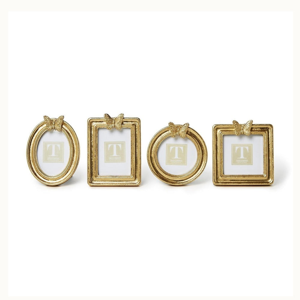 Gold-finished resin frames by Two&