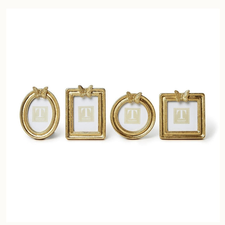 Gold-finished resin frames by Two&