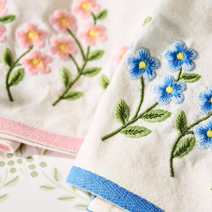 Forget-Me-Not Embroidered Dish Towel