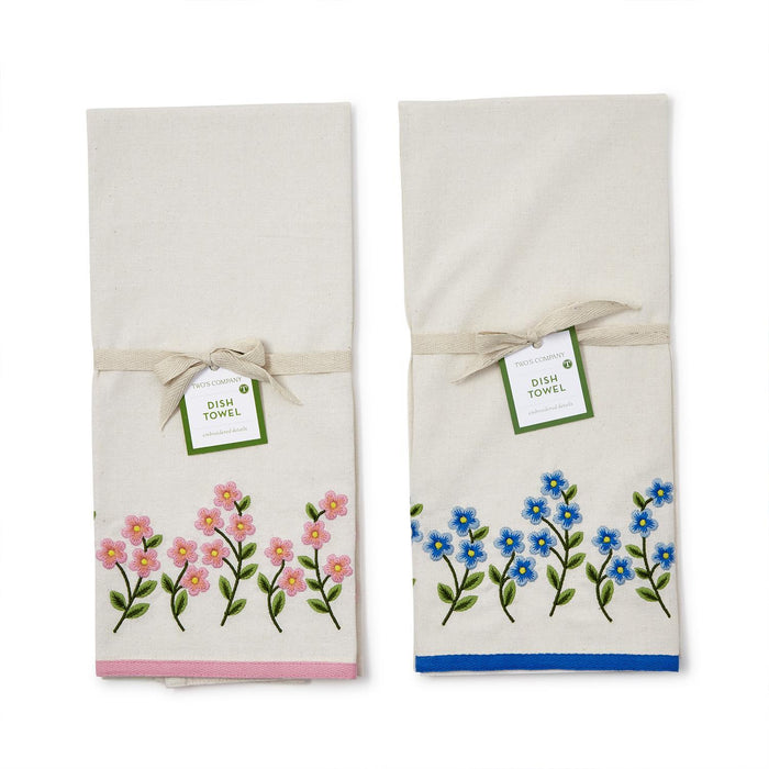 Forget-Me-Not Embroidered Dish Towel