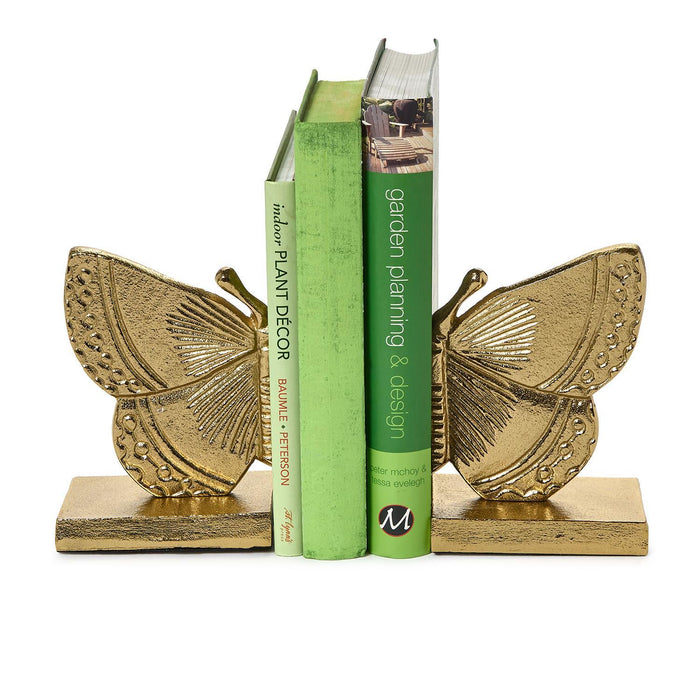 Fluttering Golden Butterfly Bookend Set