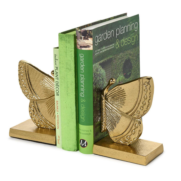 Fluttering Golden Butterfly Bookend Set