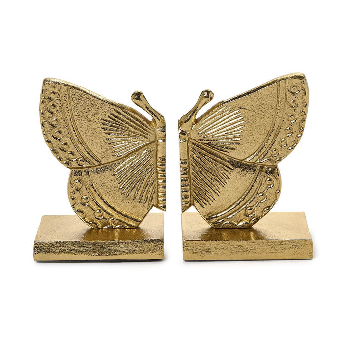 Fluttering Golden Butterfly Bookend Set