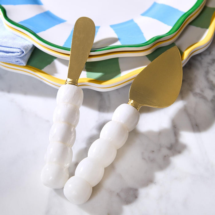 Modern Pop Set of 2 White Beaded Spreaders