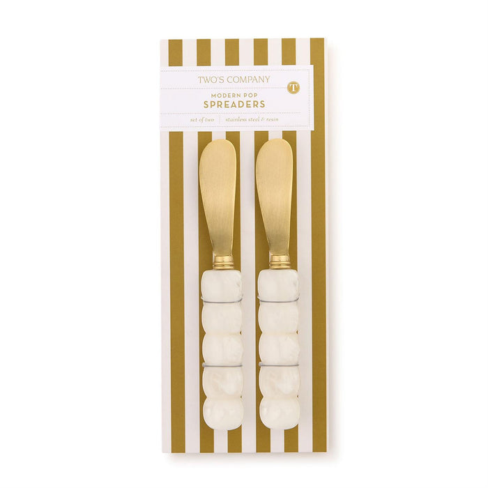 Modern Pop Set of 2 White Beaded Spreaders