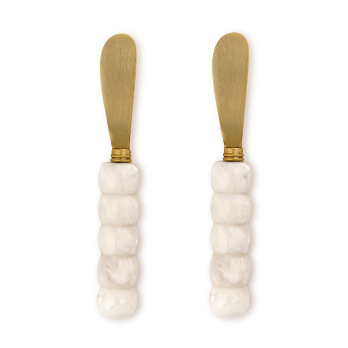 Modern Pop Set of 2 White Beaded Spreaders