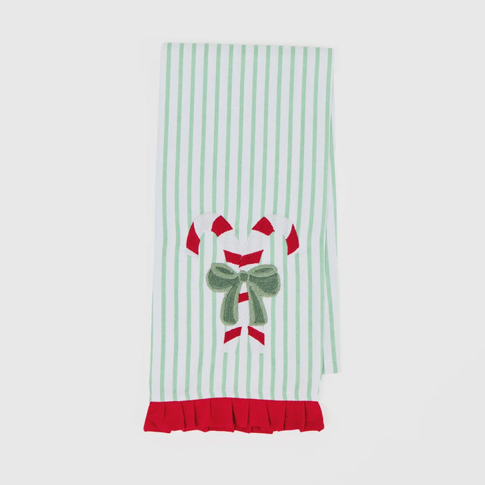 Embroidered Tea Towel Candy Cane