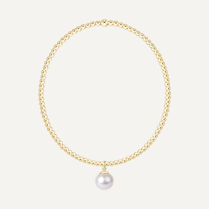 Gold 2mm Bracelet Pearl 8mm Charm