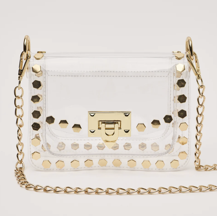 Jackie Clear Purse - Gold Hexagon