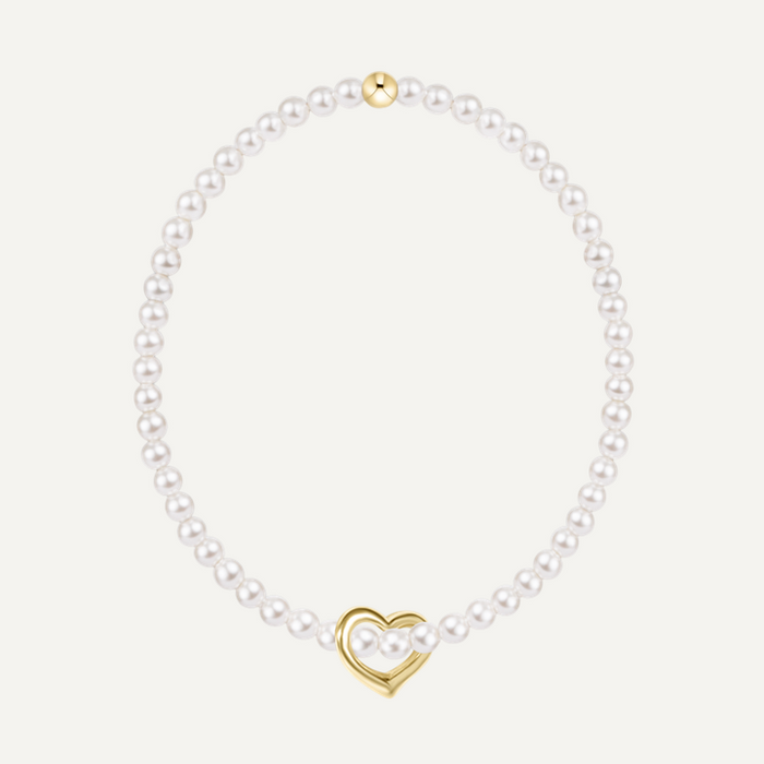 Pearl 3mm Bracelet Love Gold Charm