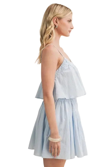 Textured Woven Paneled Mini Dress