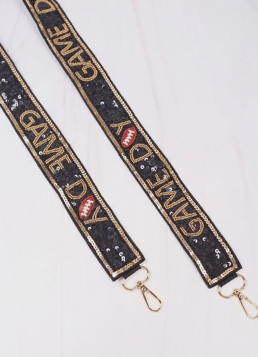 Game Day Sequin Strap Black Gold