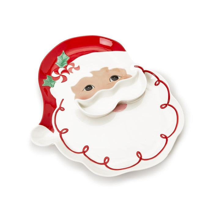 Santa Platter with Removeable Mustache Dipping Bowl