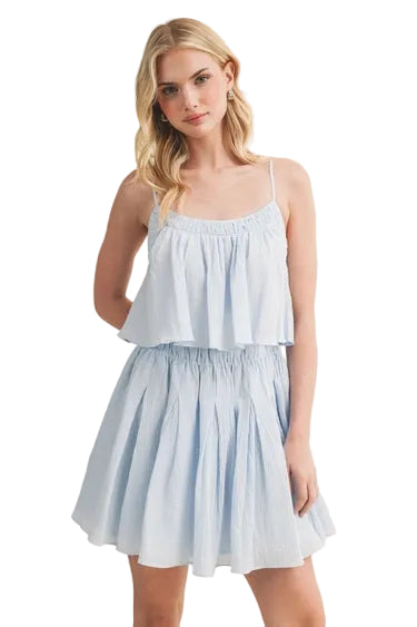 Textured Woven Paneled Mini Dress