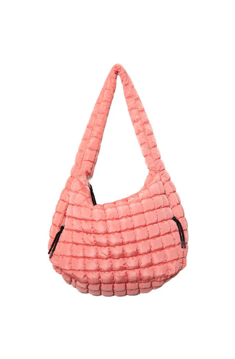Coral Oversized Quilted Hobo Tote Bag