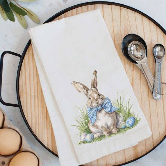 Blue Bow Bunny Kitchen Towel