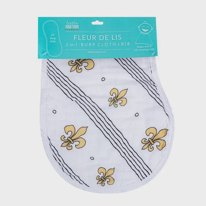 Fleur De Lis Burp Cloth and Bib Combo