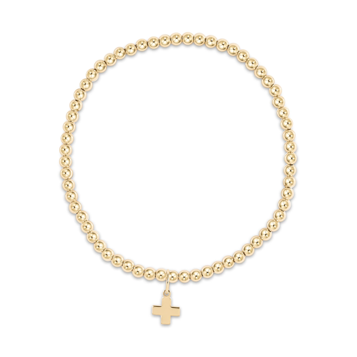 Gold Bracelet Sm Cross Charm - 3mm