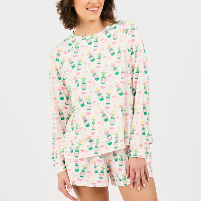 Annie Long Sleeve Short Champagne Toast Pj Set