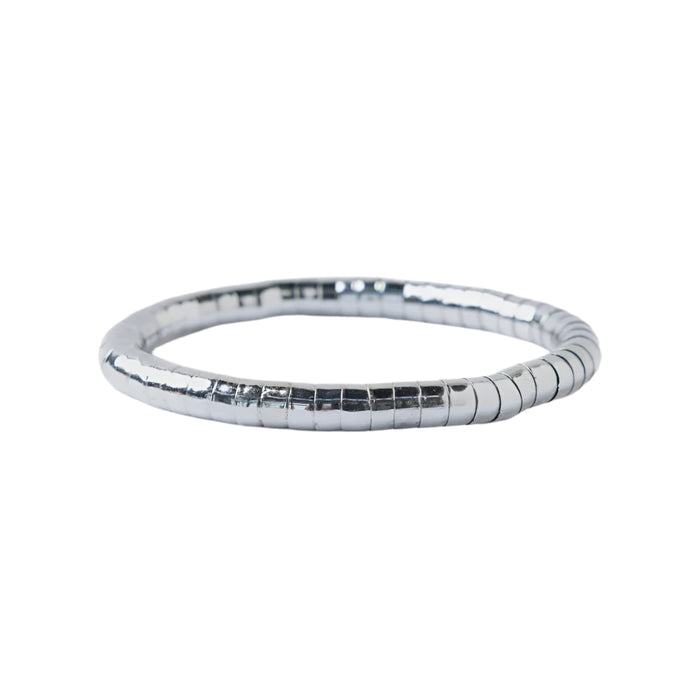 Lucille Round Bead Stretch Bracelet - Silver