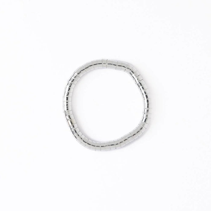 Lucille Round Bead Stretch Bracelet - Silver