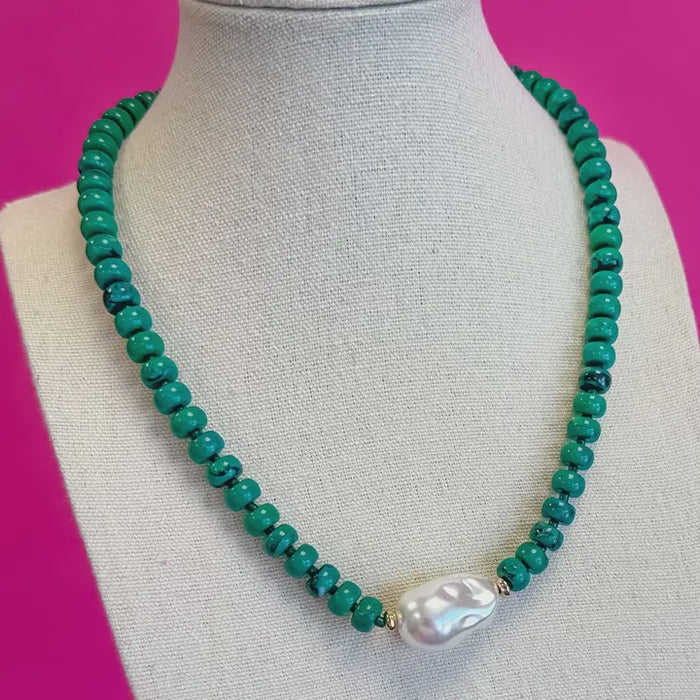 Bead with Pearl Necklace - Green