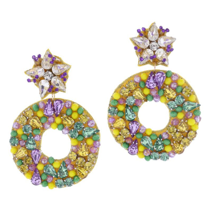 Beaded & Crystal King Cake Earrings