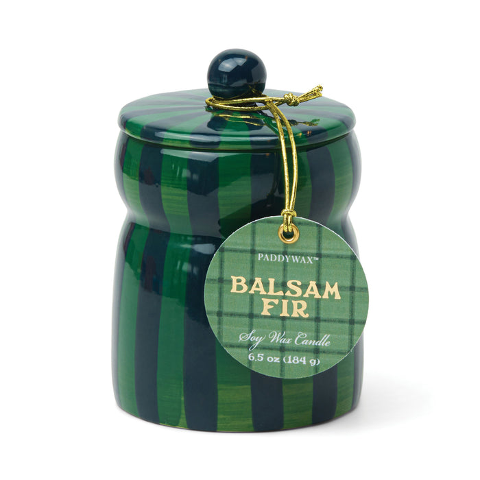 Cabana Striped Candle - Balsam Fir