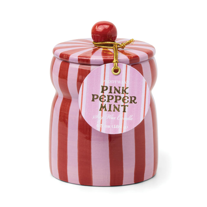 Cabana Striped Candle - Pink Peppermint