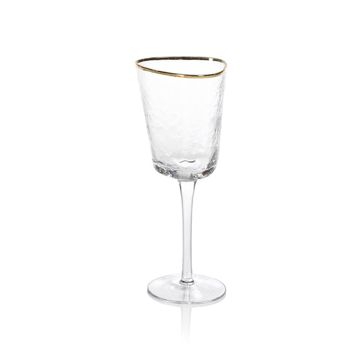 Gold Rim Triangular Wine Glass