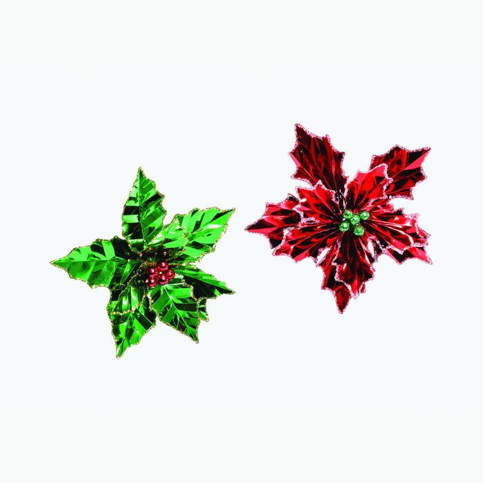 Poinsettia Clip-on Foil Paper Ornament