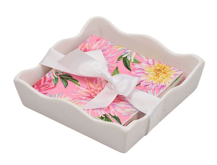 Ceramic Wave Napkin Tray Cocktail Napkin - Dahlia Garden