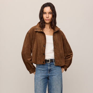 Corin Bubble Hem Faux Suede Jacket