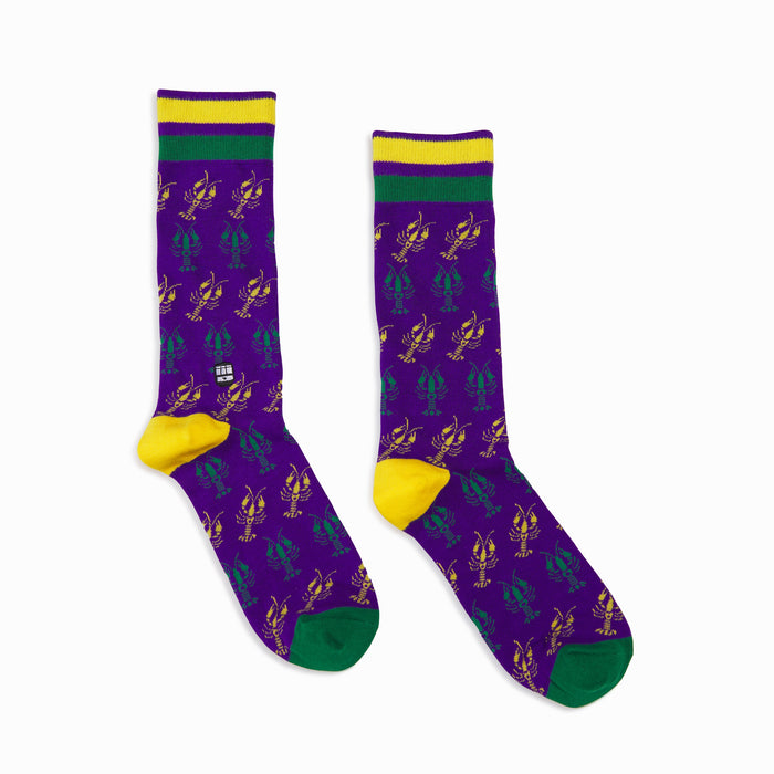 Bonfolk Crawfish Mardi Gras Socks