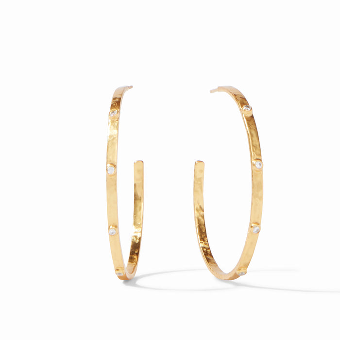 Crescent Stone Hoop - Gold Cubic Zirconia