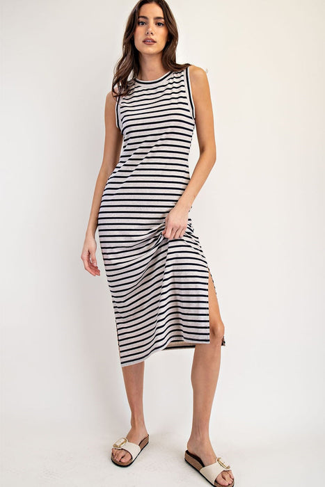 Striped Casual Midi Dress