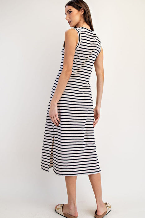 Striped Casual Midi Dress