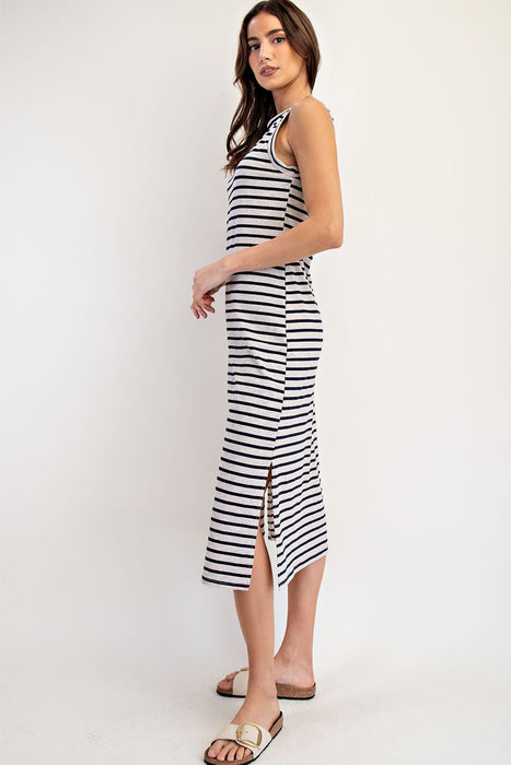 Striped Casual Midi Dress