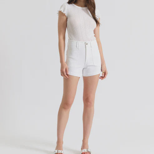 Valley Girl Short High Rise Patch Pocket Shorts - Lamb Lambo