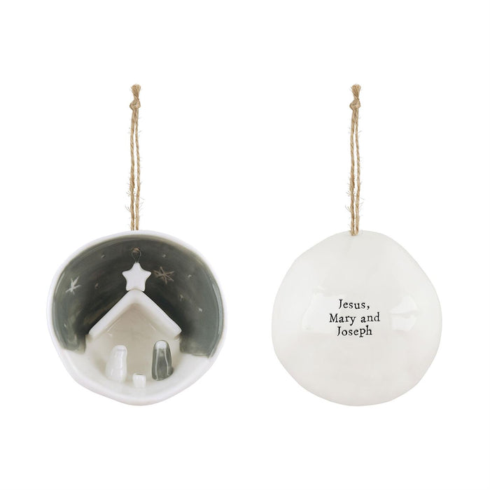 Nativity Half Circle Porcelain Ornament