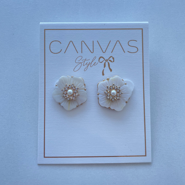 Eve Pave And Pearl Stud Flower Earring