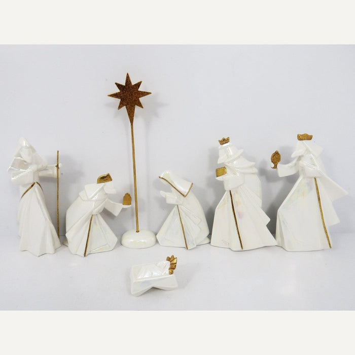 Glazed Porcelain Nativity Set of 7