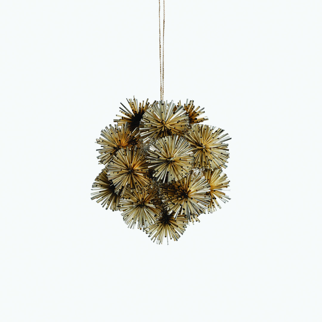 Festive Fiber Blend Pom Pom Ornament, Gold