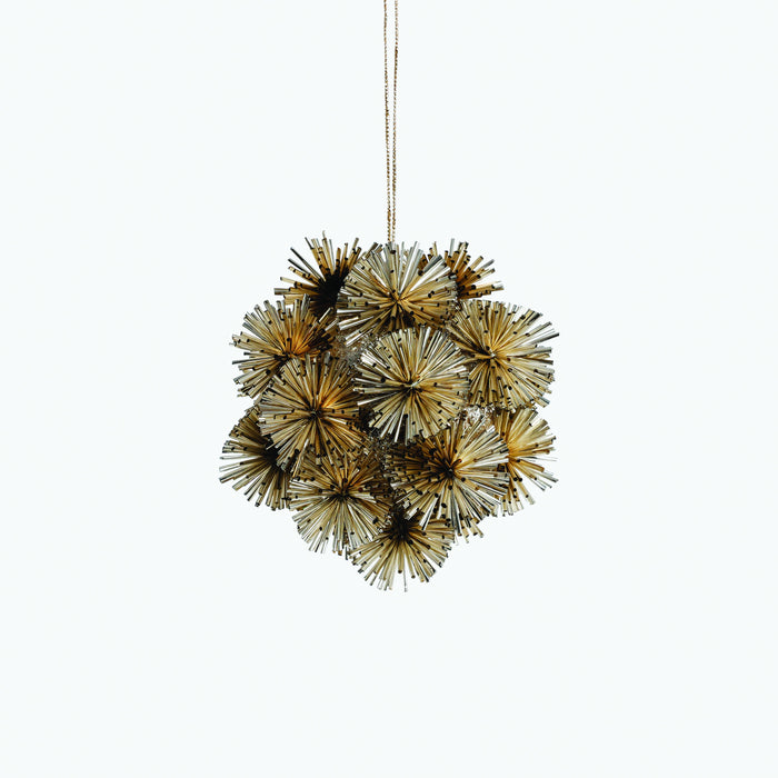 Festive Fiber Blend Pom Pom Ornament, Gold