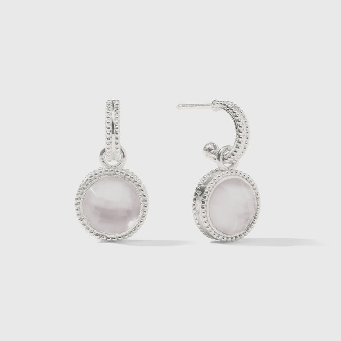 Fleur-de-Lis Hoop & Charm Earring Silver Iridescent Cleary Crystal