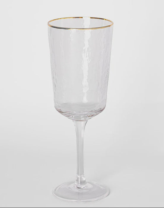 Hammered Clear Wine Glass