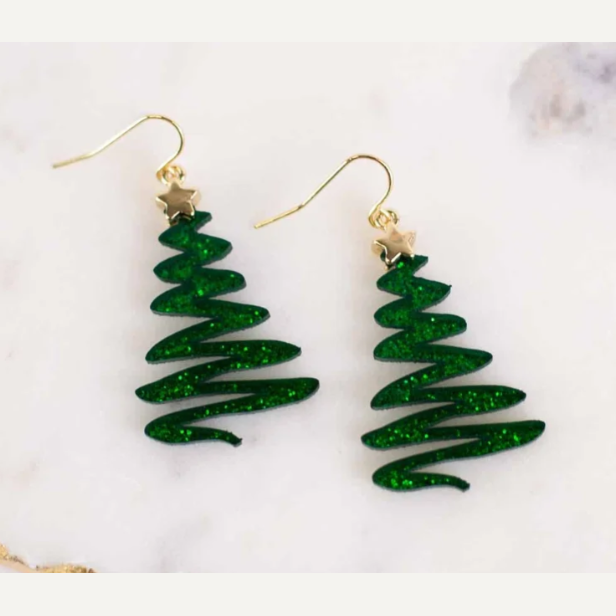 Green Tree Acetate Earrings