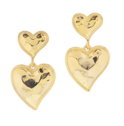 Gold Plated Hammered Heart Earrings